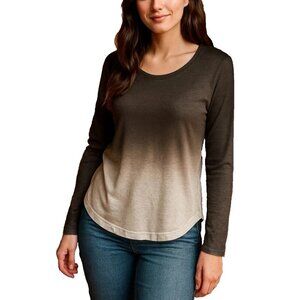 UNIQ Ombre Lightweight Hi-Low Slit Hem Top Brown S